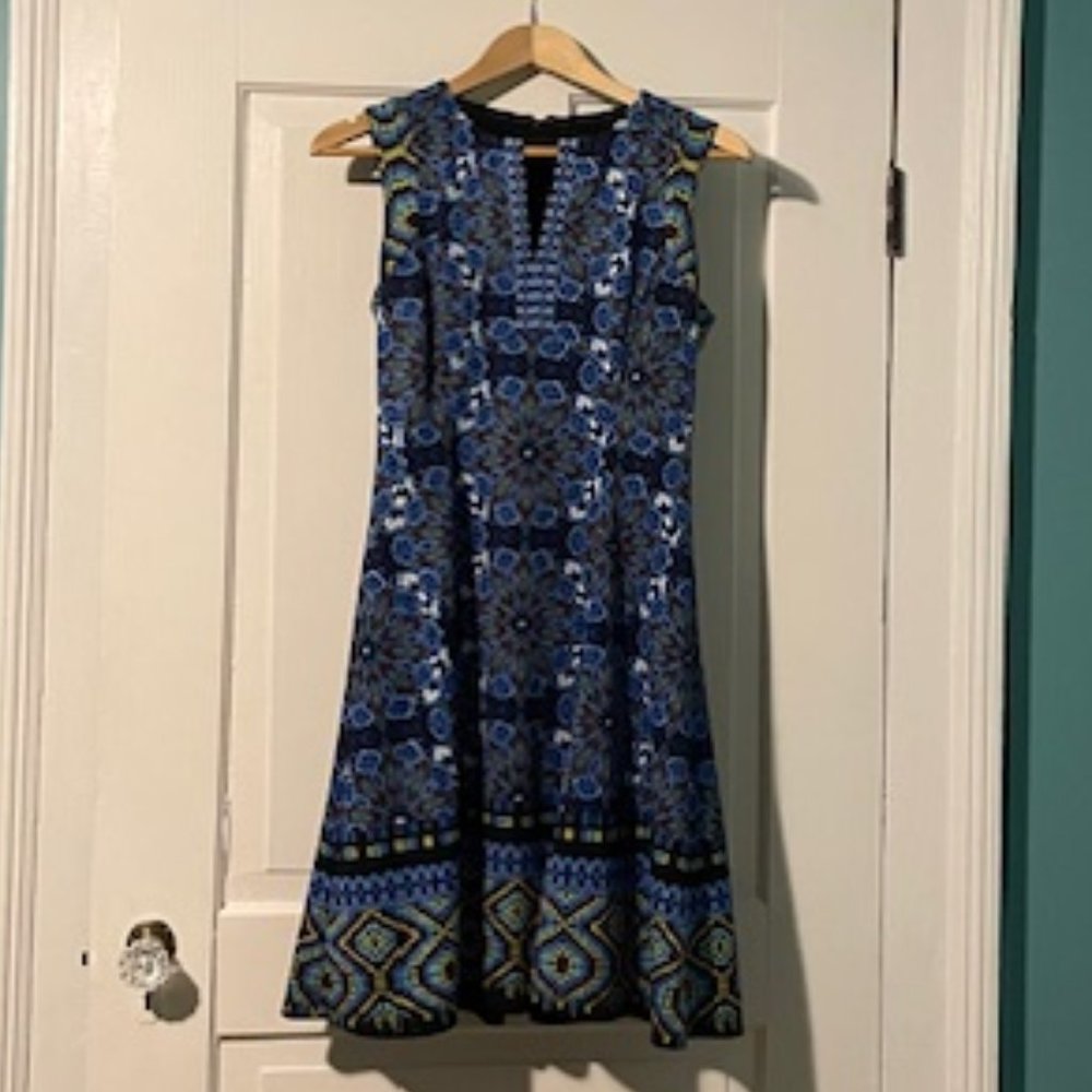 Navy multi patterned Maggie London Dress